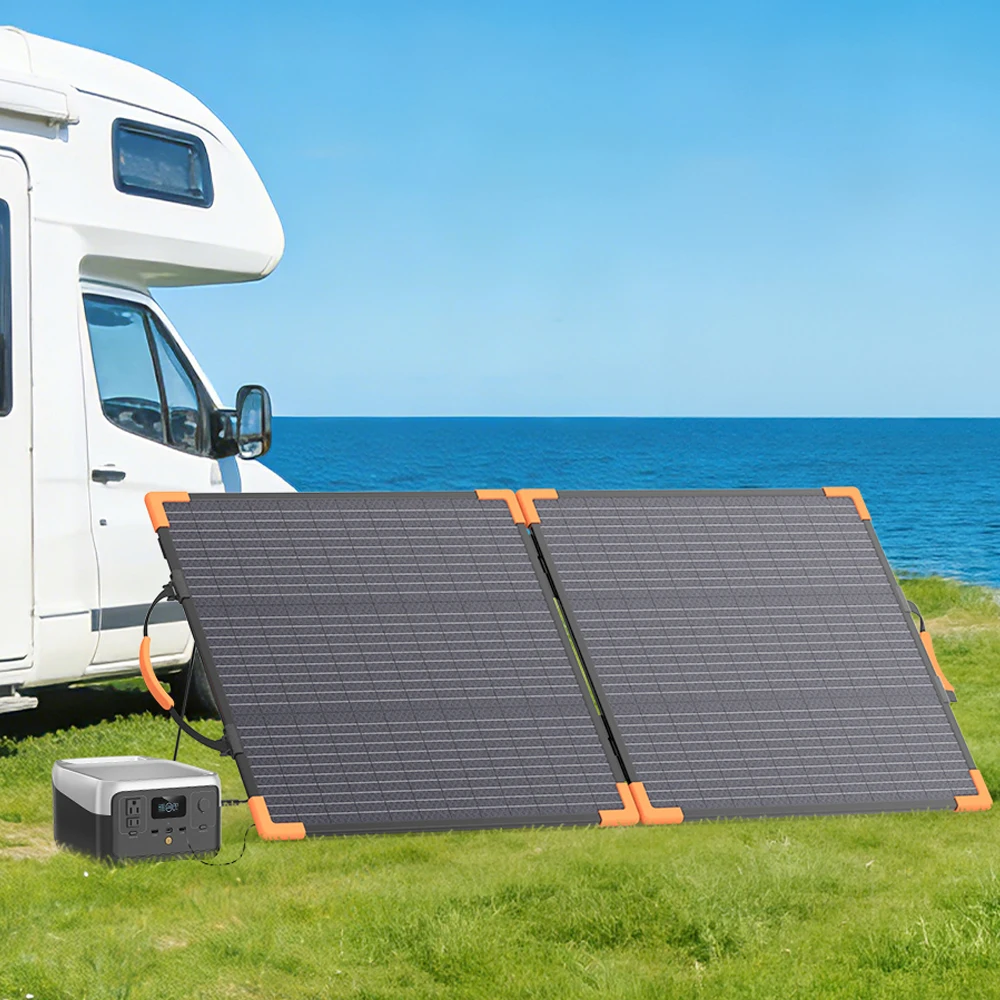 

MHPOWOS 100W Bifacial Solar 20V Voltage Kit Solar Panel IP68 Waterproof Foldable Solar Generator For Camping Garden RV Power