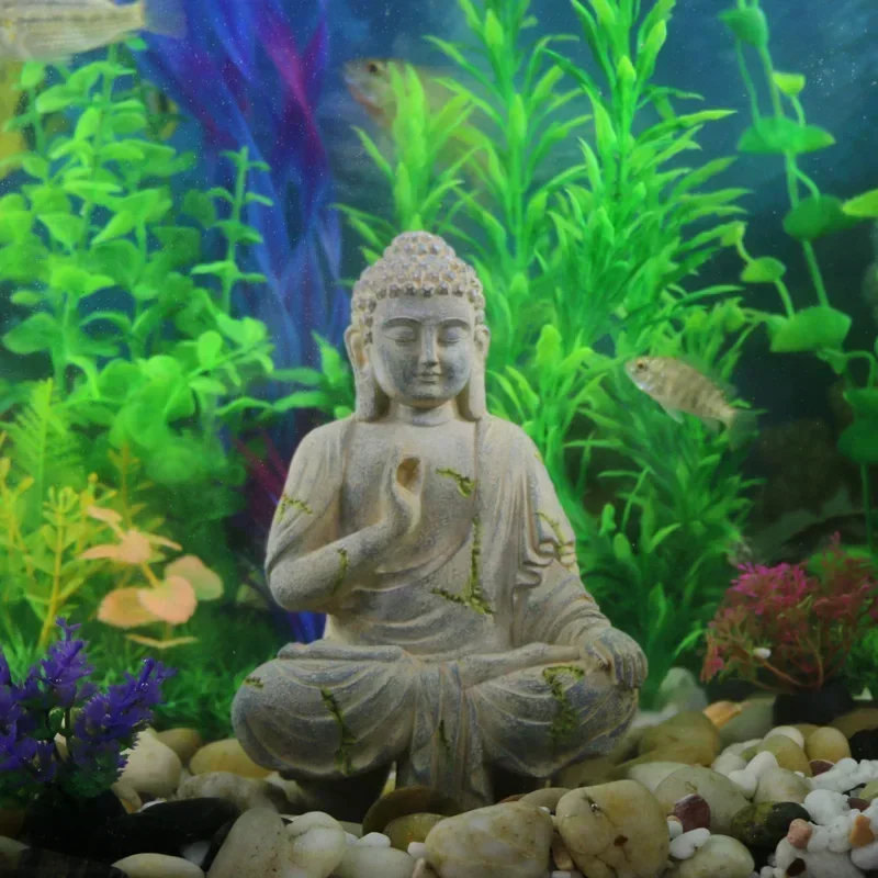 Serene Buddha Statue Sculpture Idol Feng Shui Decorative Figurine Praying Home Garden Decoration Desktop Collectable Ornament