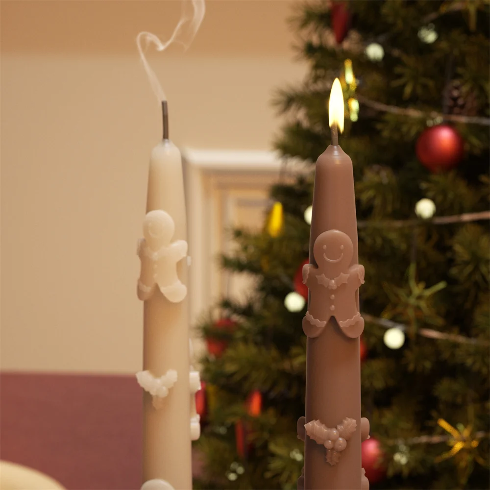 Boowan Nicole Navidad pan de jengibre y Cascanueces moldes de silicona DIY vela cónica aromática molde decoración del hogar de Navidad