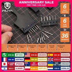 WUTA Multifunctional Leather Hole Punch Round Pricking Iron Stitching Punching Chisel Interchangeable Head Leather Craft Tools
