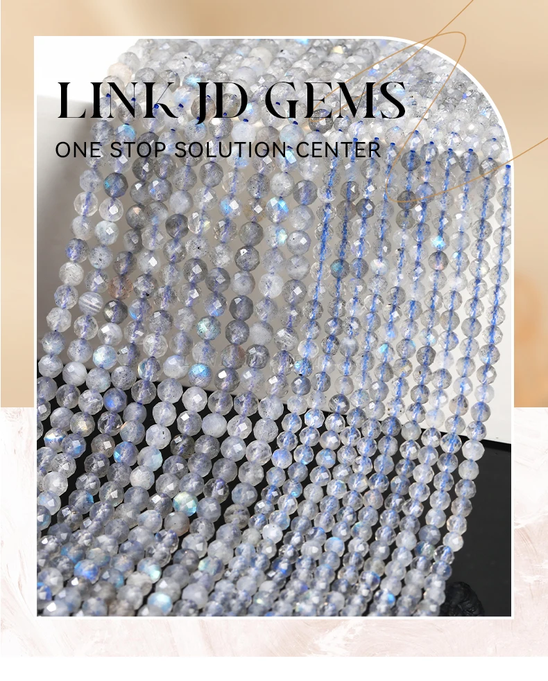 Natürliche facettierte graue Mondstein-Labradorit-Perle 2 3 4mm lose Zwischenperle für Schmuckherstellung DIY Halskette Armband Zubehör – Detail 1