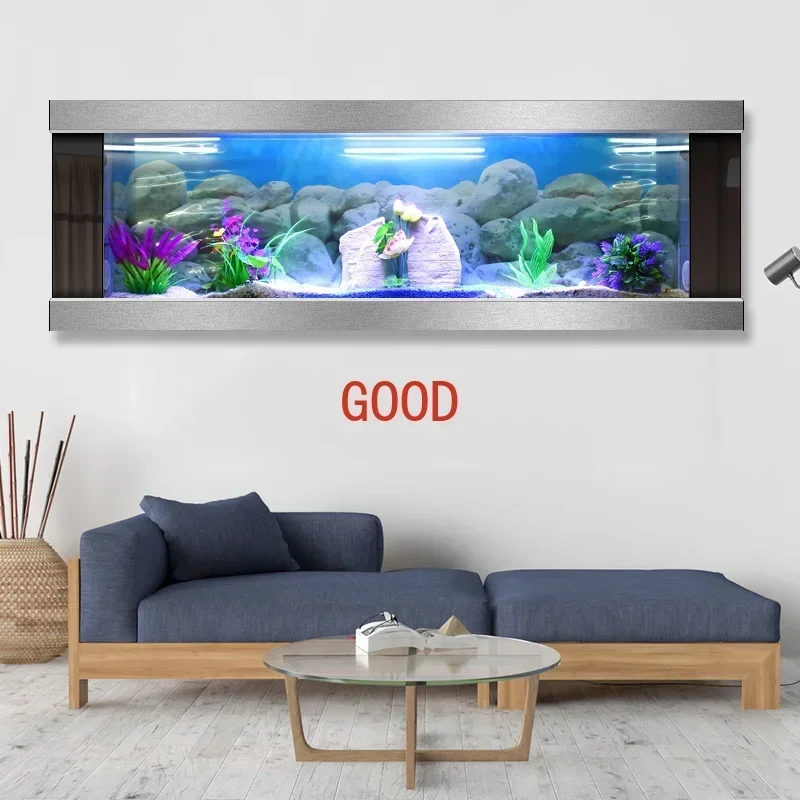 TAO Wall Mounted Aquarium Fish Tank Wall Hanging Aquarium Large Size Glass Landscape Aquascape Easy Installation for Home and Of
