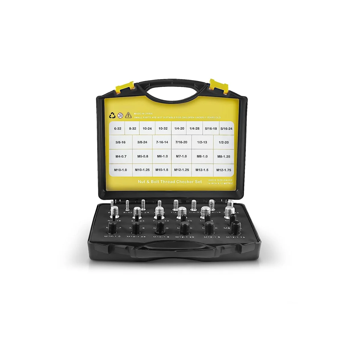 26Pcs Nut and Bolt Thread Checker- Thread Gauge Suitable for Detecting Fixed Bolts or Threaded Holes in Enclosed Areas