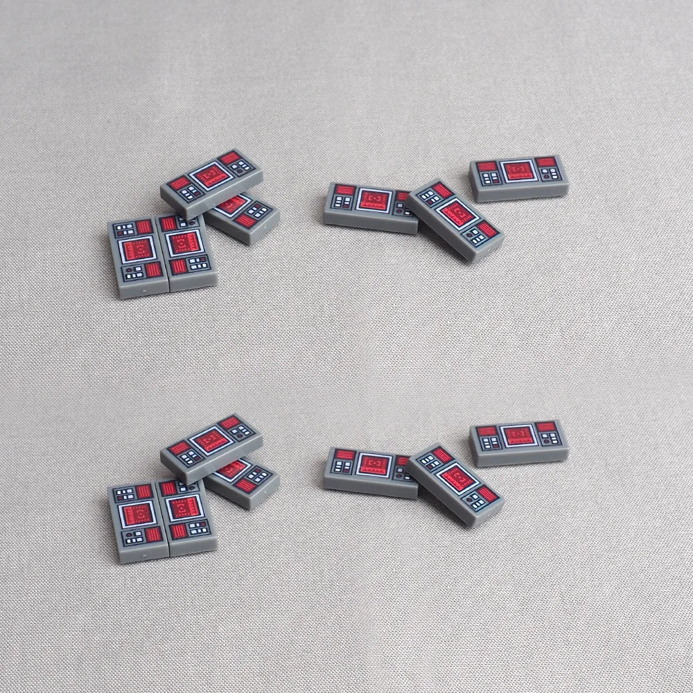 MOC 10 Uds. Parte de ladrillos impresos 3069 1X2 3069pb0777 patrón de pantalla objetivo máquina juego de bloques de construcción partículas DIY juguetes regalos para niños