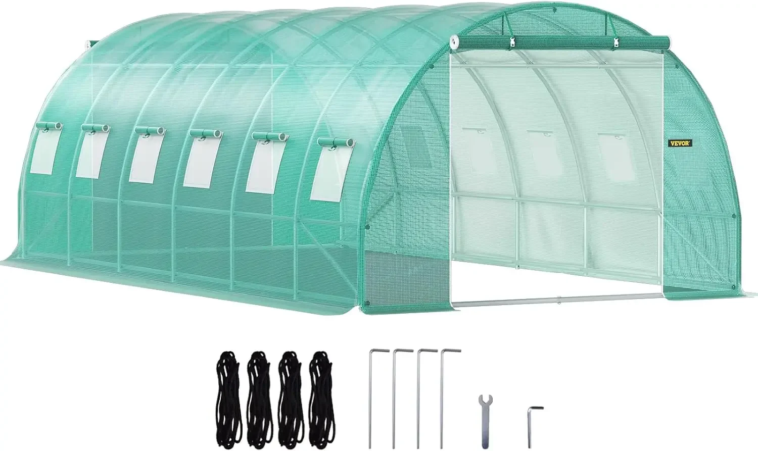 

Walk-in Tunnel Greenhouse,7 ft Portable Plant Hot House w/Zippered Door, Roll-up Windows, Galvanized Steel Hoops, Top Beam