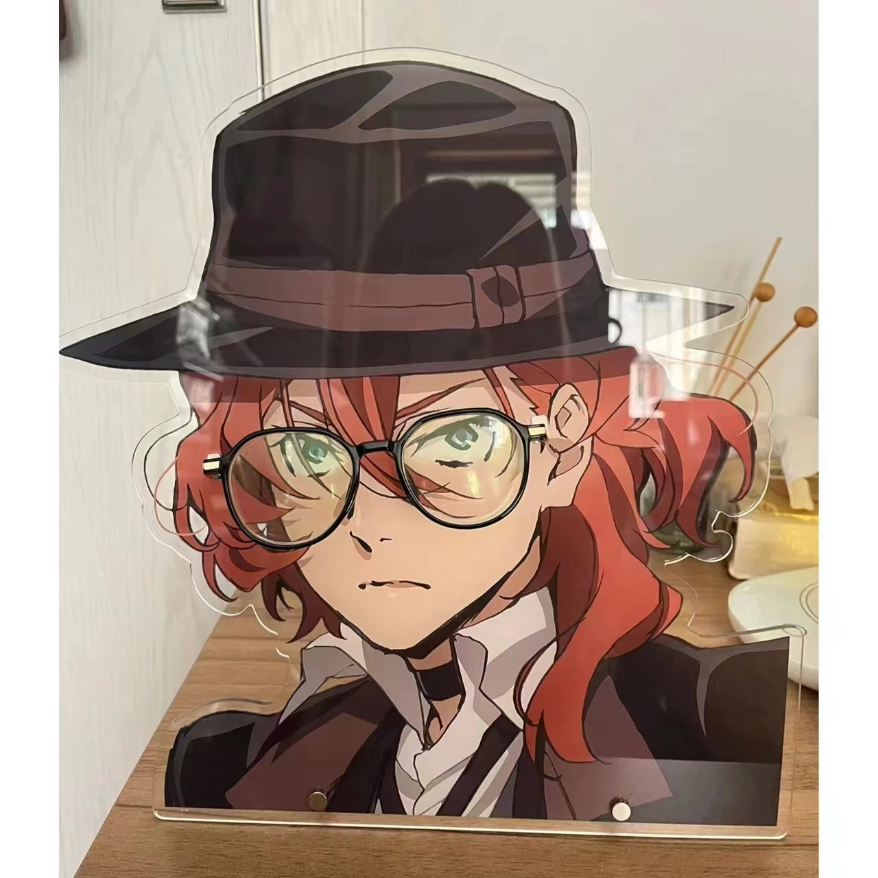 Anime Bungo Stray Dogs Nakahara Chuya Cosplay Acrylic Spectacle Frame Standing Eye Storage Rack Ornament Halloween Xmas Gift