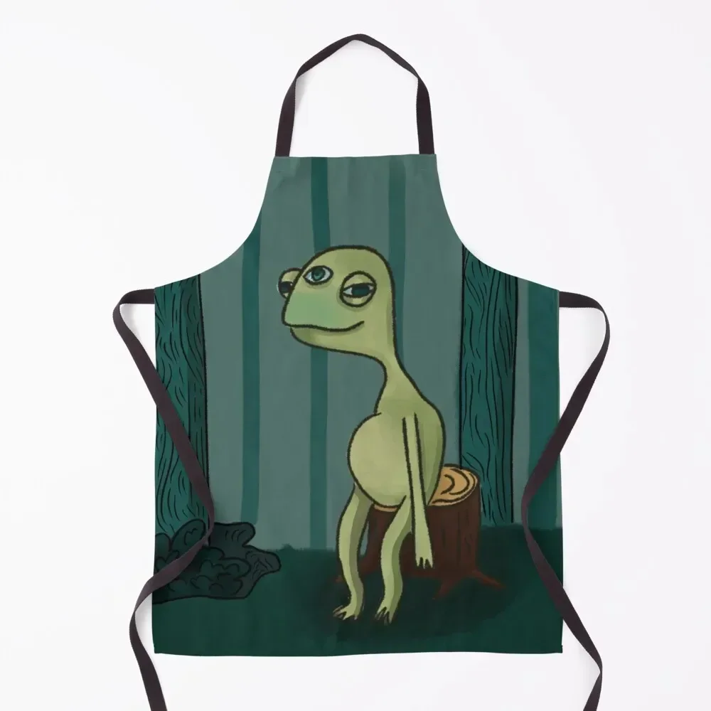 

Enlightened Frog Apron Kitchen Household Items japanese woman Home Cleaning Womens Dresses Apron