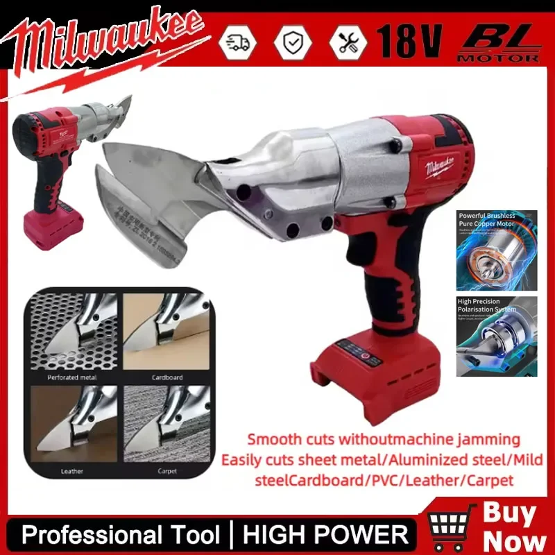 

Milwaukee-Cordless Metal Shear, Brushless Electric Scissors, 2 Variable Speed with LED Light, 18V Battery Power Tool, 400W