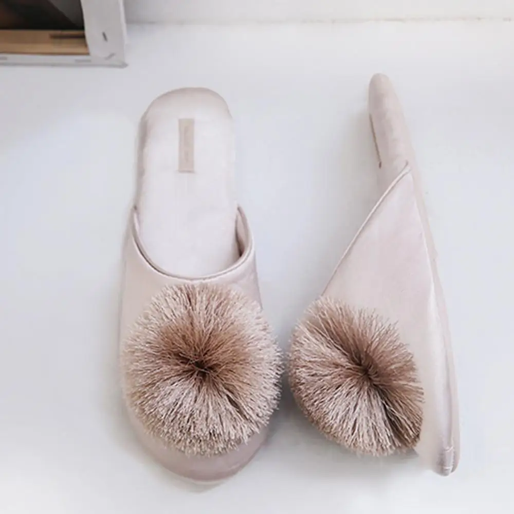 Women Shoes Flat Slippers Soft Plush Winter Slipper Non-slip Slipper Winter Anti-Skid Indoor Cozy Fluffy House Shoe Closed Toe T