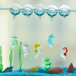 Camal 1PCS Floating Glass Bubble Ball With Luminous 28mm Seahorse Mini Figurine Pendant Aquarium Fish Tank Landscaping Decor