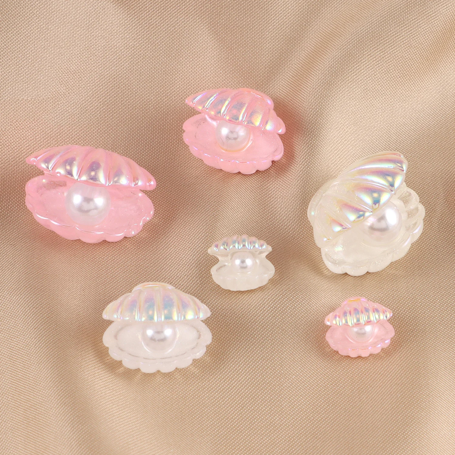 12pcs Cute Pearl Shell Mixed Size Resin Figurine Crafts Flatback Cabochon Ornaments Kawaii DIY Scrapbook Home Decor Accessories