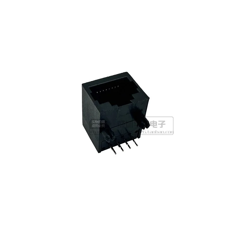 10PCS RJ45 Network Socket 18.3mm Full Plastic 58 Full Plastic Ethernet Female Socket Network Interface 8-Pin Black Plastic 15X18