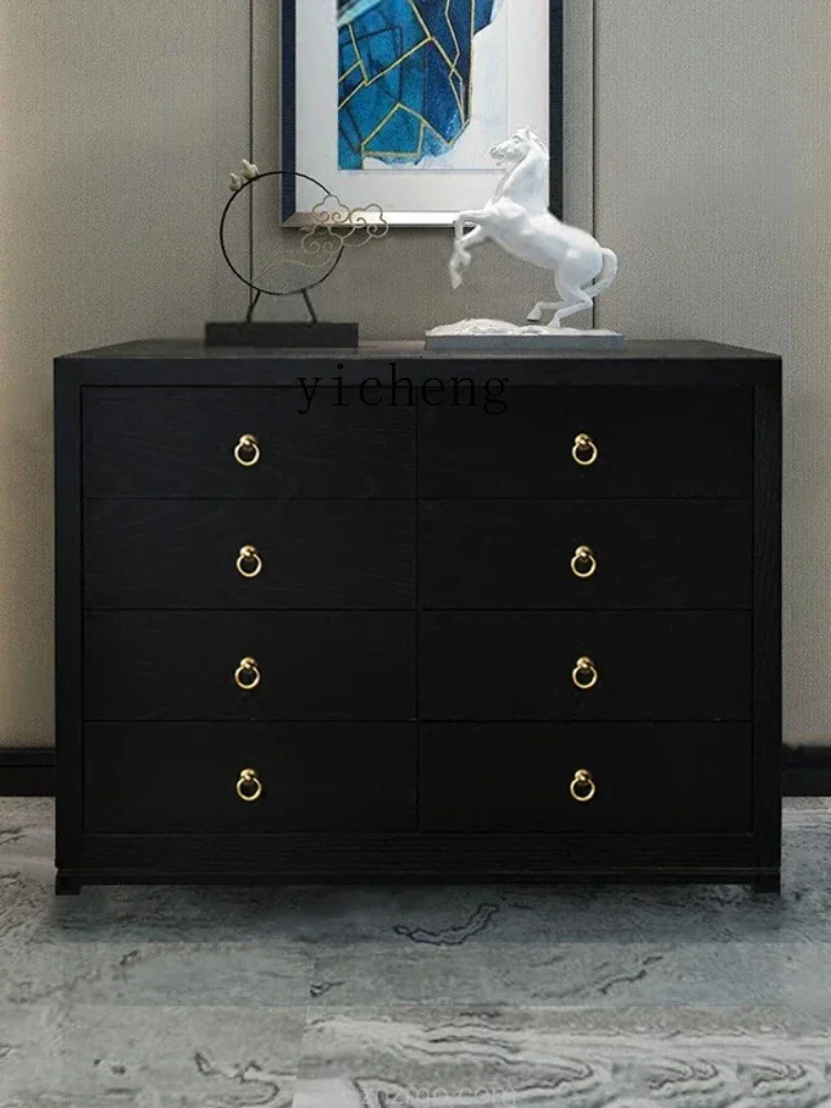 YY Chest of Drawers Side Cabinet Solid Wood Locker Entrance Cabinet Model Room Living Room Curio Cabinet