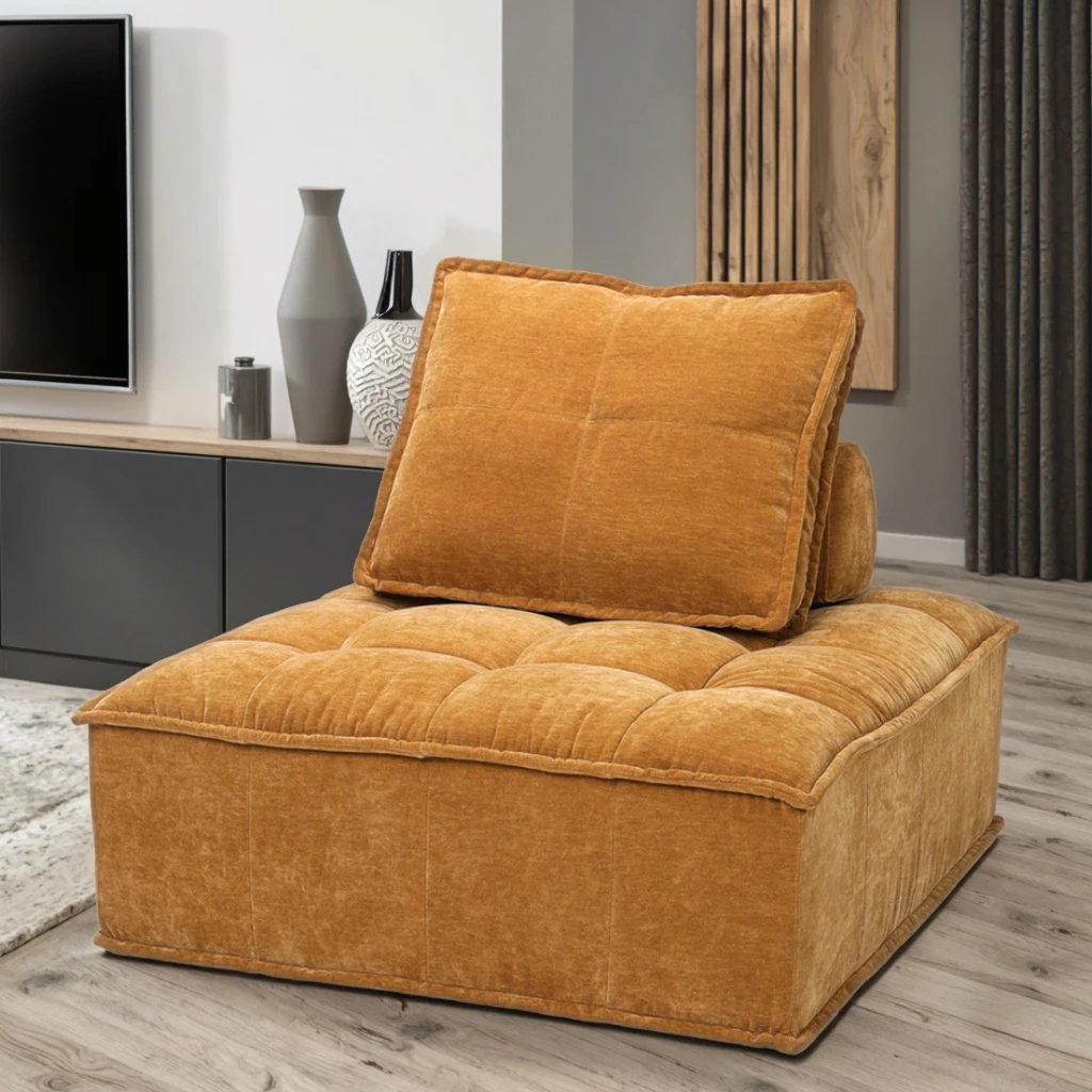 Modern Simple Style Square Shaped Fabric Sponge Sofa Sectional Comfortable Modular 1 2 3 Seat Extendable Villa Living Room