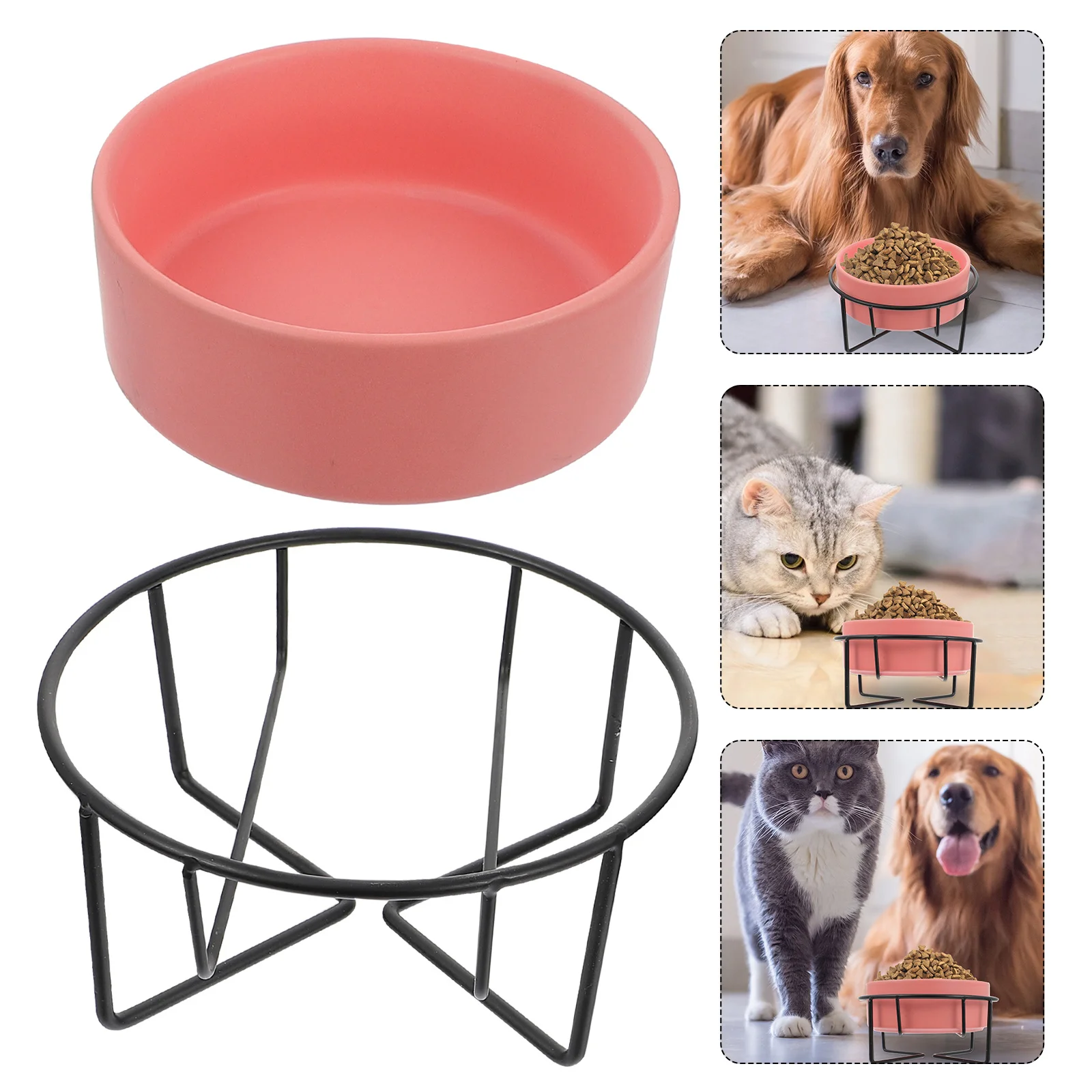 

1 set Bowl Set Cat Dog Ceramic Food Water Bowl Elevated Non-Spill Hygienic Easy Clean Pet Feeder For Puppy Kitten Protective