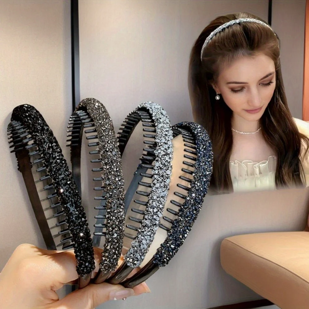 1pc Shiny Rhinestone Toothed Anti Slip Face Wash Strap,recommended By Fashionistas,high Cost-effective Women's Hair Accessories