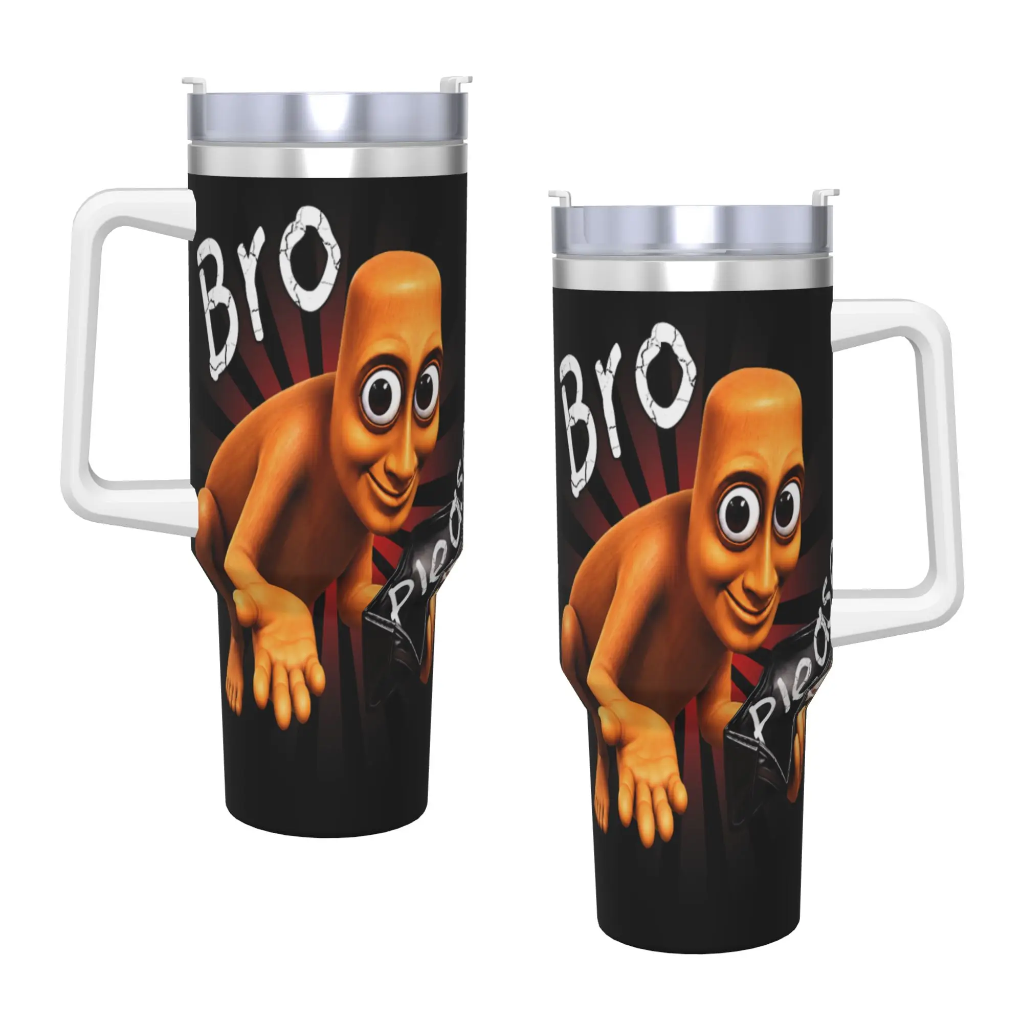 Funny Tung Tung Sahur Empty Wallet Bro Please Brainrot Meme Stainless Steel Tumbler Camping Thermal Cups Large Car Mugs