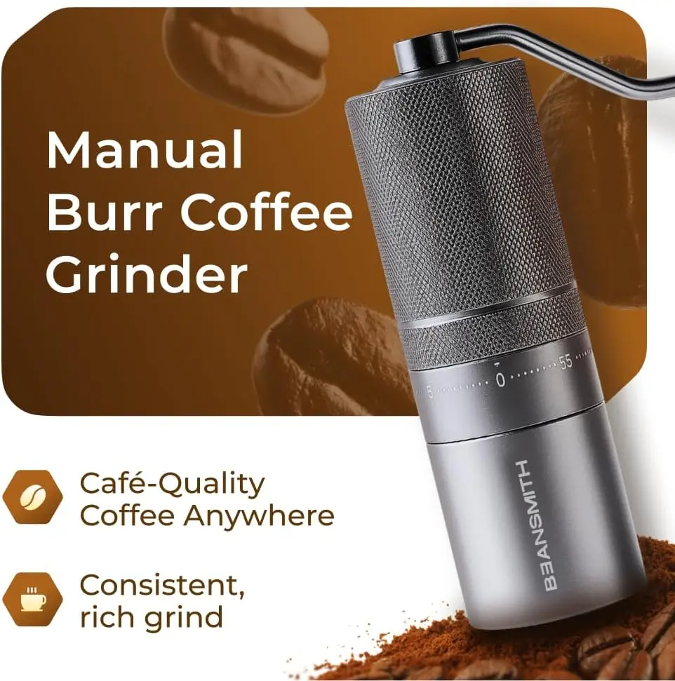 M1 Manual Coffee Grinder – 7 Star Stainless Steel Conical Burr, 60 Clicks External Adjustment, 30g Capacity : Portable