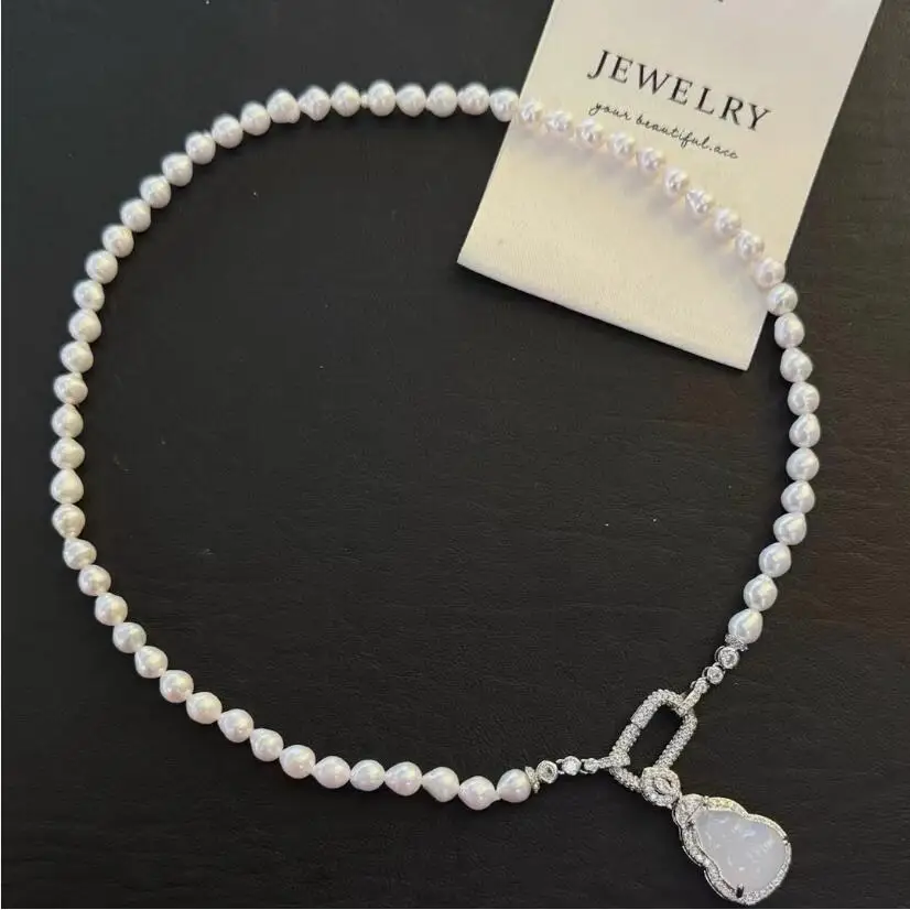 

stunning 9-10mm natural white south sea baroque pearl necklace 18''