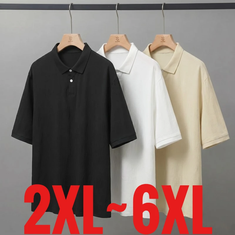 US Size Extra Big Men's Casual Polo Shirt Short Sleeve Buesiness Tshirt Male Tee Top Plus Large 6XL 150kg 170kg 180kg Fat Summer