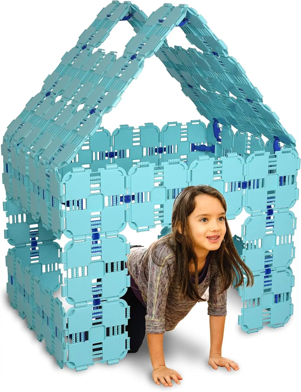 Fort Building Kit | Jumbo Blocks Kids Toy | 90 Piece Set: Light Blue