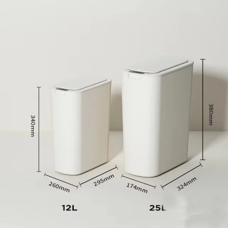 Automatic Small Bathroom Trash Can with Lid - Slim Motion Sensor Smart Trash Can for Office Kitchen 25L Contactless Trash Can