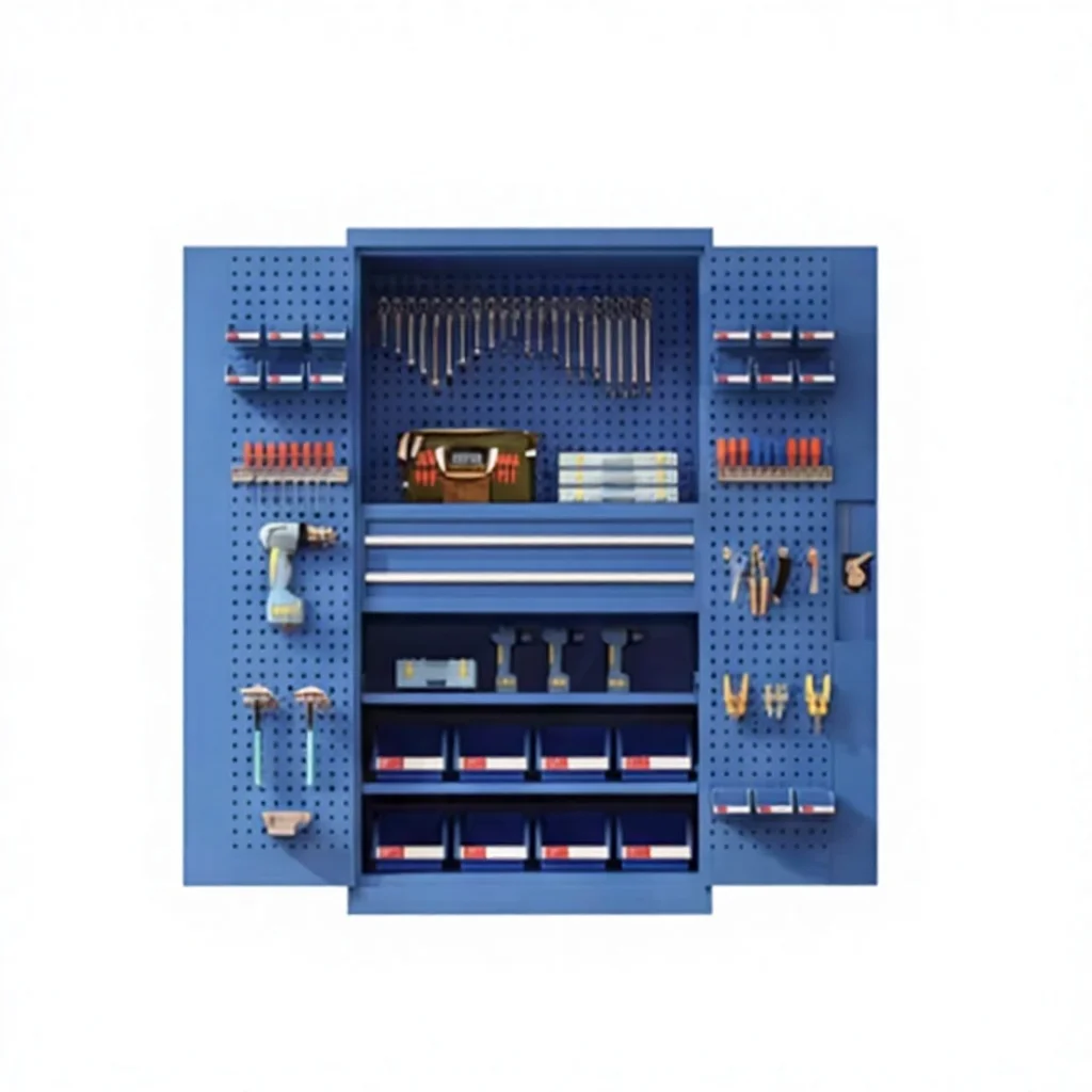 Factory Directly Selling Tool Storage Garage Tool Cabinet Steel Workbench with Pegboard