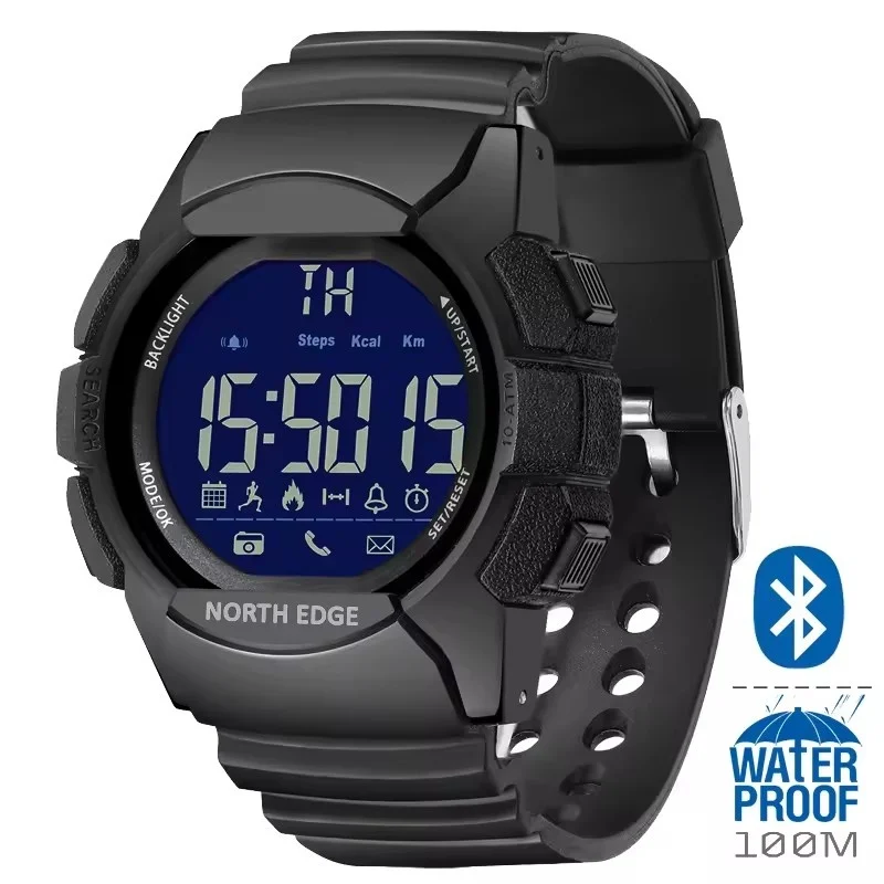 NORTH EDGE AK Sports Electronic Watch Military 100M Waterproof Multi Functional Digital Watch for Men IOS/Android Reloj Hombre