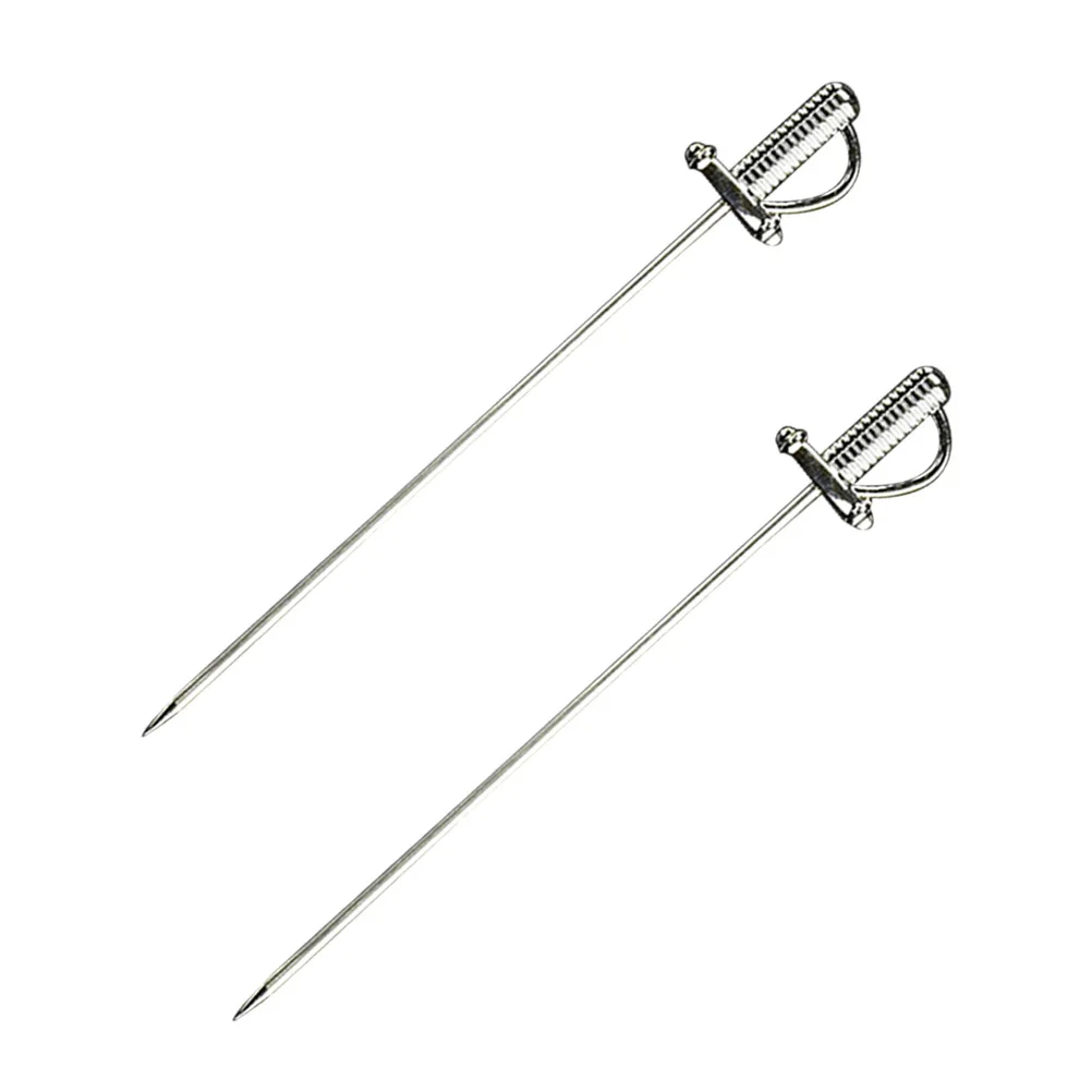 

2Pcs Cocktail Sticks Fruit Picks Stainless Steel Swizzle Stick Party Supplies Bar Appetizer Food Picks Martini Glass