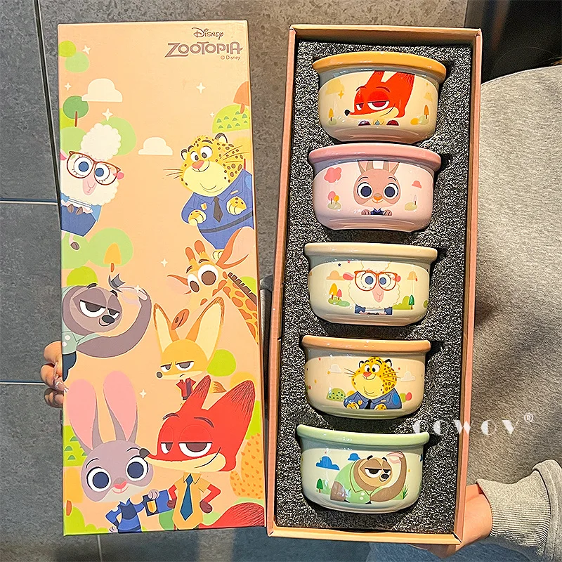 

Керамическая миска Zootopia Nick Judy, домашняя персональная миска с фруктами, милая посуда, подарочная коробка, набор, подарок на день рождения, Рождественский сюрприз, подарочная коробка