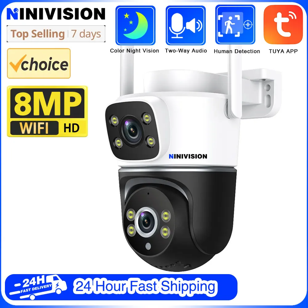 

Smart Life 4K 8MP Dual Lens PTZ WIFI Security Camera Dual Screen Ai Human Auto Tracking Outdoor 4MP CCTV Surveillance IP Camera