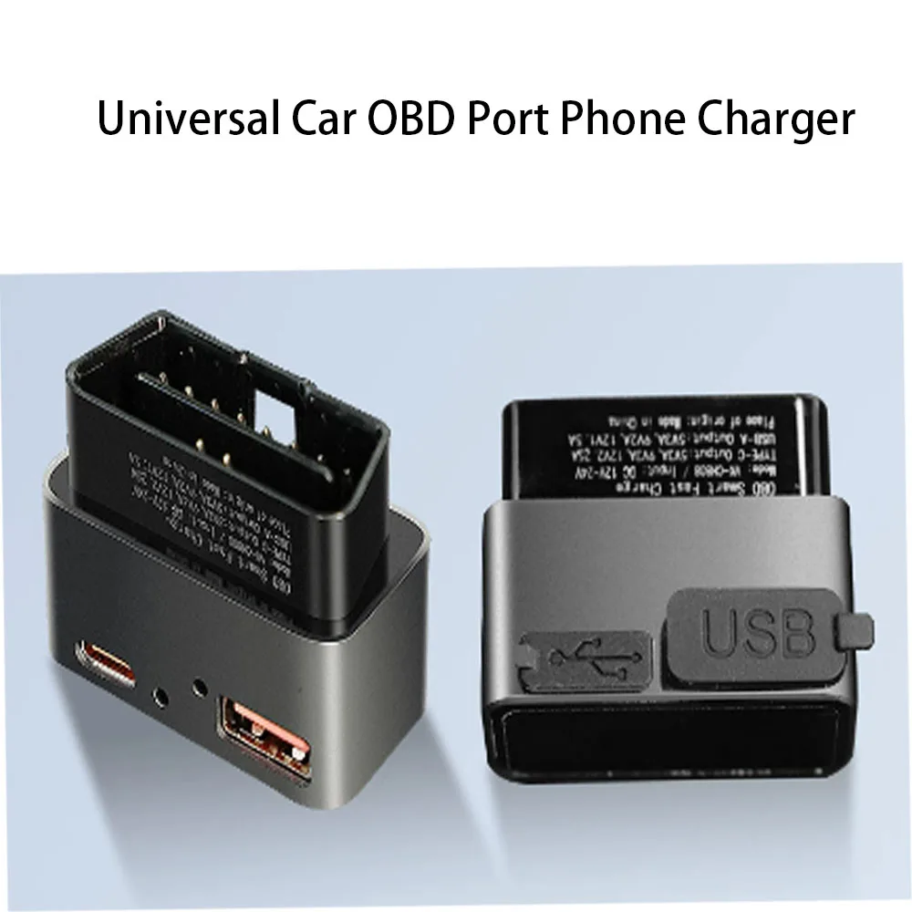 Universal Car OBD Power Take Off Device Dual USB A Type C Fast Charger Adapter Vehicle OBD Extension Charging Dock