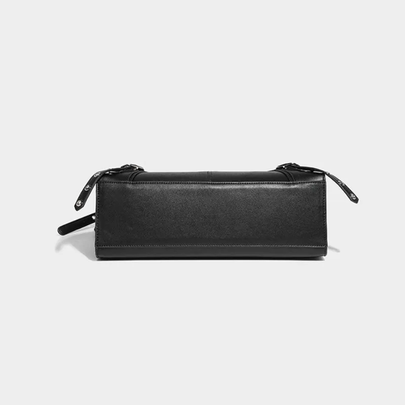 JIOMAY Women Black Goth Bag 2024 Fashion Woman Ladies Moto and Biker Style Shoulder Bag Rivet Belt Large Capacity Tote Bag