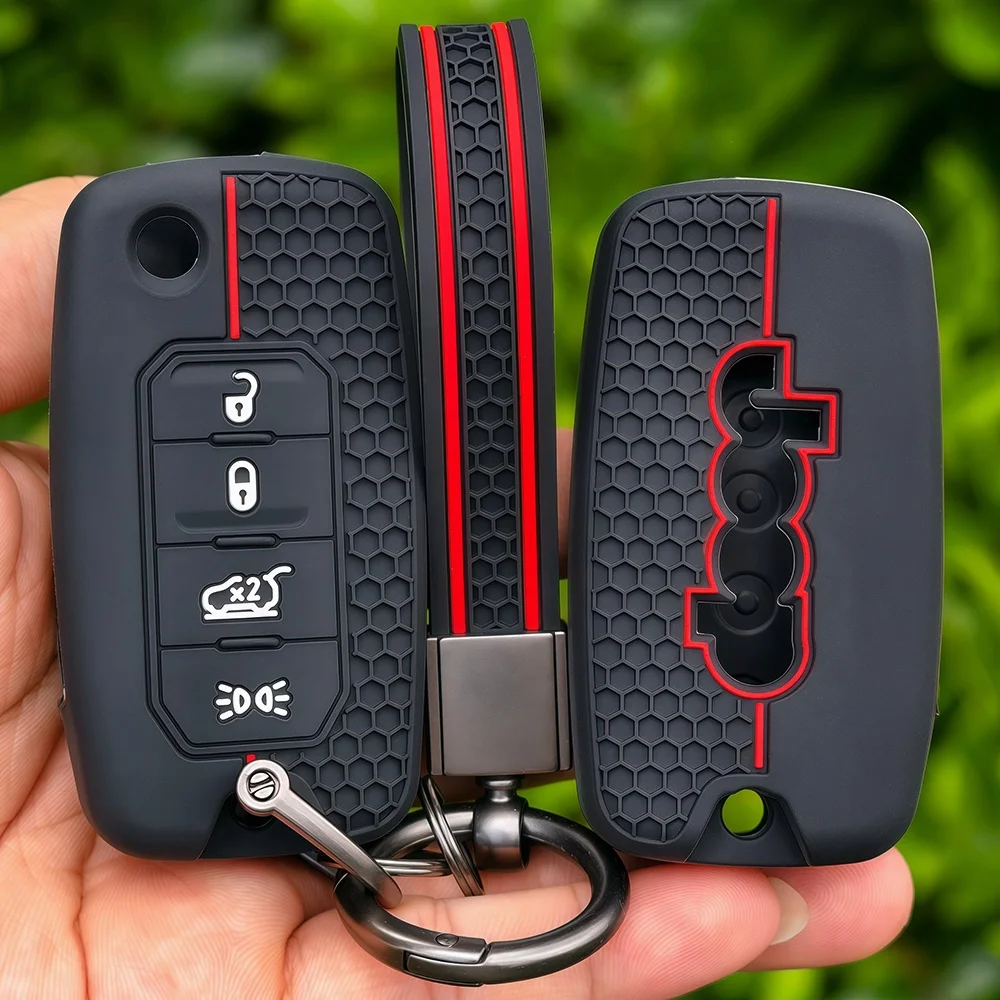 2026 Silicone Car Remote Key Case Fob for Jeep Cherokee Compass S Renegade Grand Commander Dodge Journey Challenger Jcuv Charger