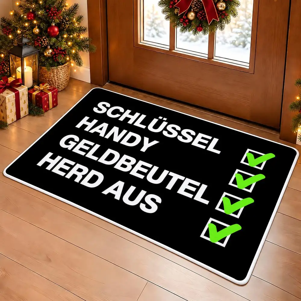 German Departure Checklist Floor Mat Soft Flannel Floor Mat Cloud Feel Non-slip Bath Rug Machine Washable Foam Carpet Door Mat