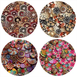 Traditional Ethiopian Floral Pattern Africa Colorful Basket Round Backdrop Cover Mexican Party Decoration Cultural Tradition