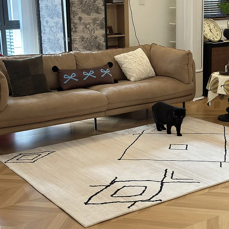 

Ковер для гостиной, ковер в марокканском стиле, прикроватный плюшевый мягкий напольный коврик для спальни, можно стирать в машине, легко чистящиеся нескользящие ковер
