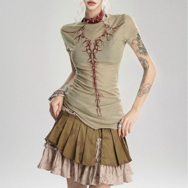 

Personalized Street T-shirt Design Printing Positive and Negative Wear Short Short Sleeves for Hot Girls in Spring and Summer.