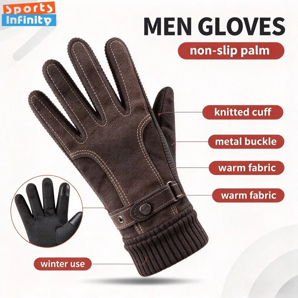 Men's Adult Thermal Finger Gloves, Winter Warm Gloves for Outdoor Riding & Daily Travel - view 2