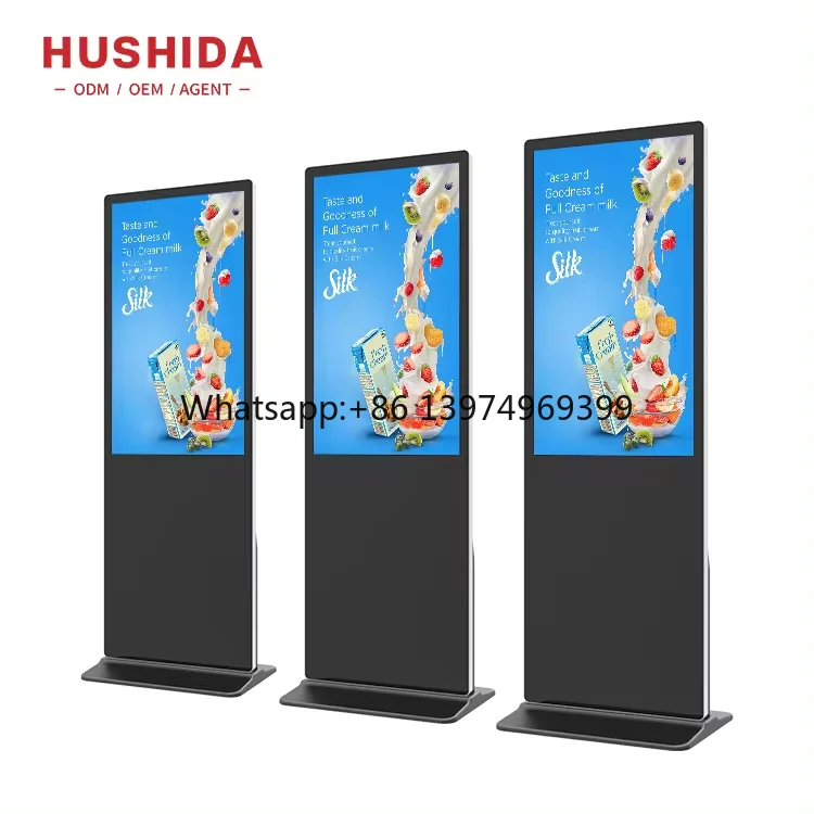 Indoor WiFi Floor Stand Kiosk Android Lcd Digital Signage Totem Interactive Advertising for 55 Inch