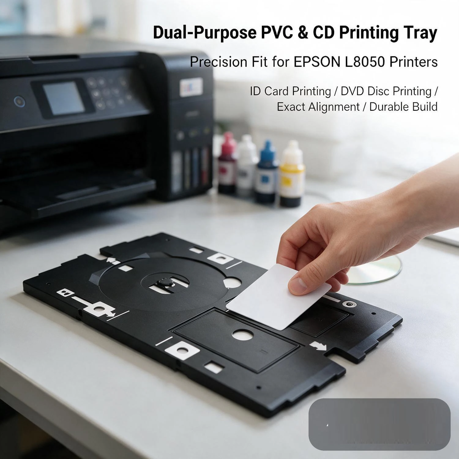Inkjet PVC ID Card Tray  CD Tray for Epson L8050 L8058 L18058 Inkjet  Printer