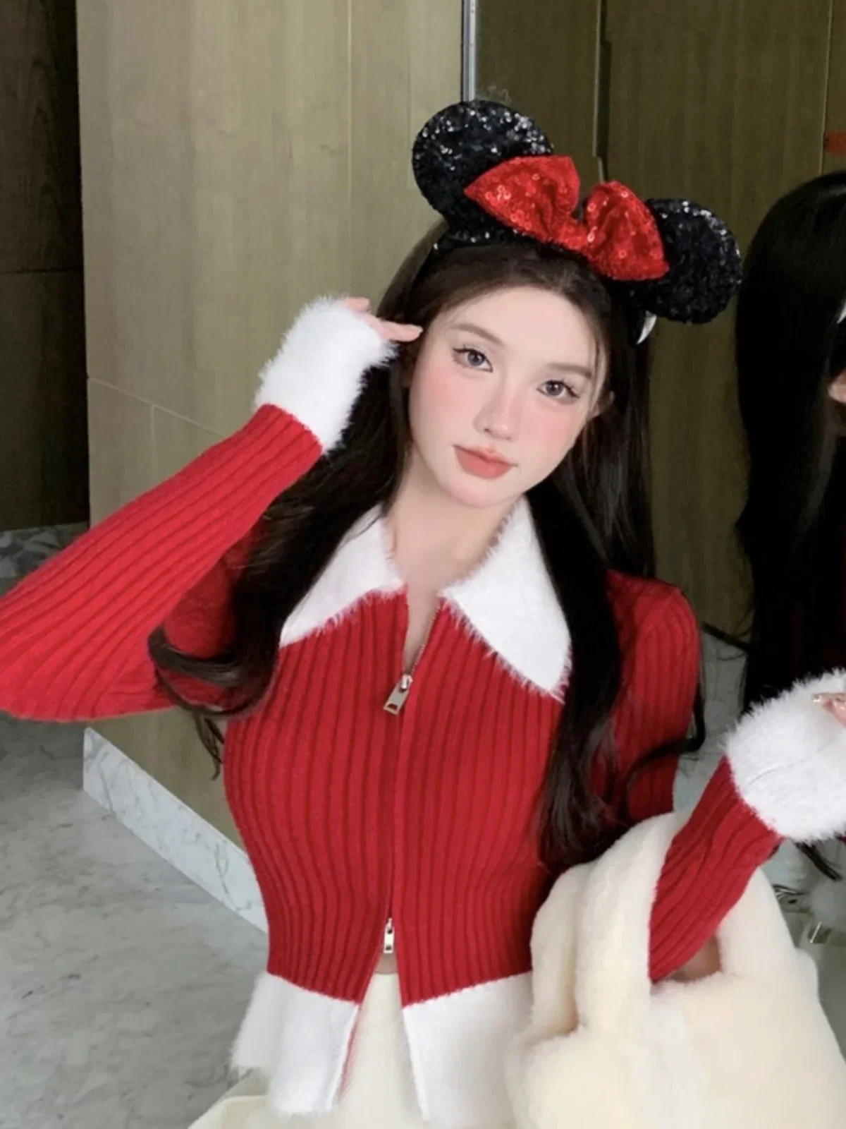 Women Black Cardigan Knitted Sweater Harajuku Korean Y2k 90s Aesthetic Vintage Long Sleeve Sweaters with Collar 2000s Clothes