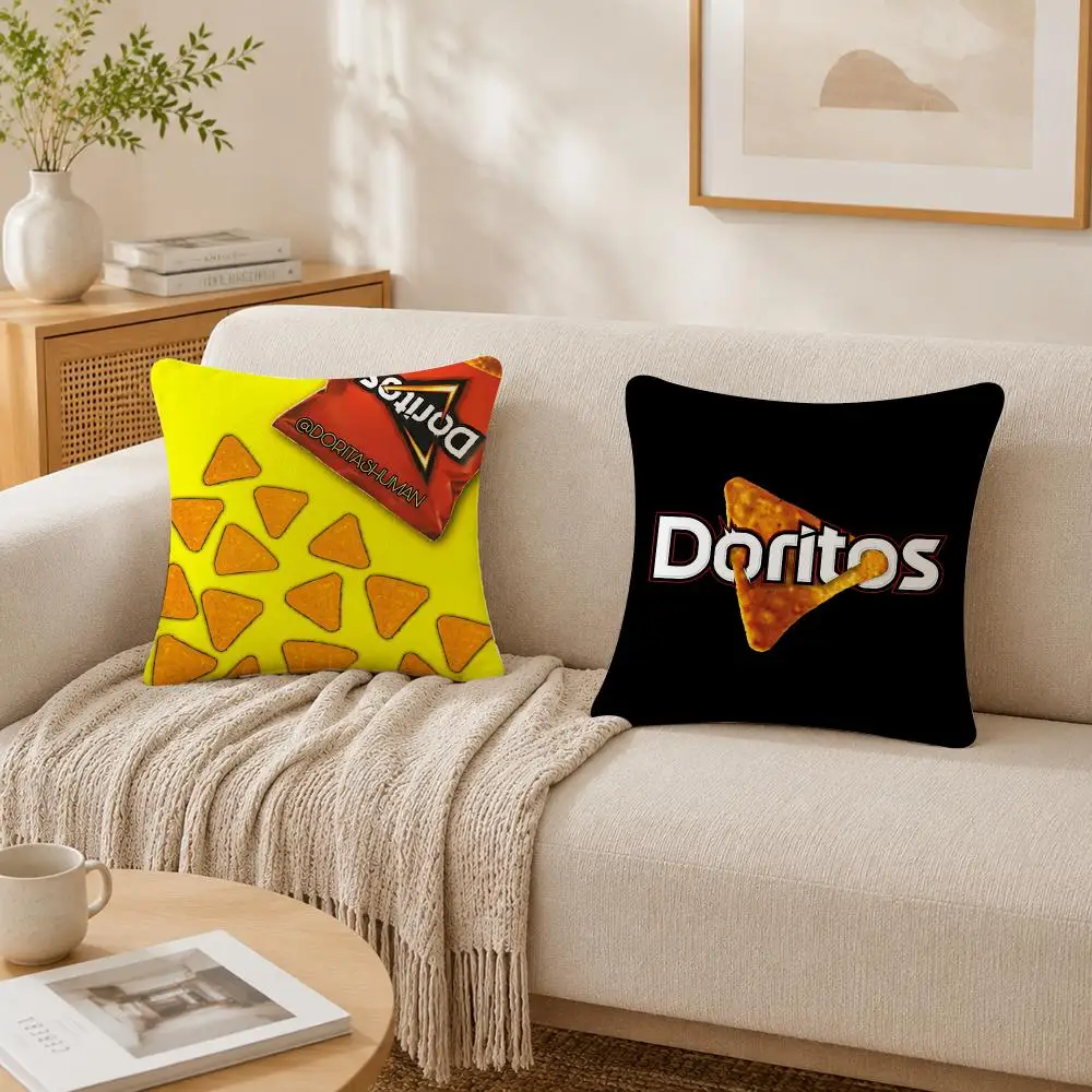 Hot Delicious D-Doritos Logo Cushion Cover Plush Decorative Pillow Case With Hidden Zipper Fashion Room Decor For Home