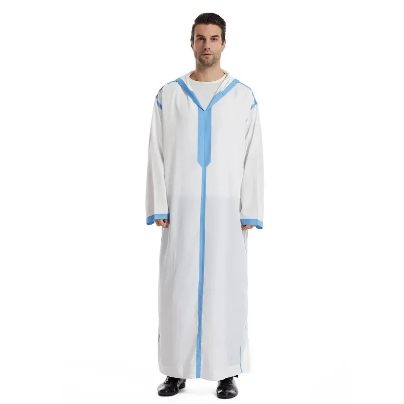 

Eid Muslim Men Jubba Thobe Mens Hooded Long Dress Islamic Ramadan Long Robe Saudi Musulman Wear Abaya Caftan Dubai Arab Dress