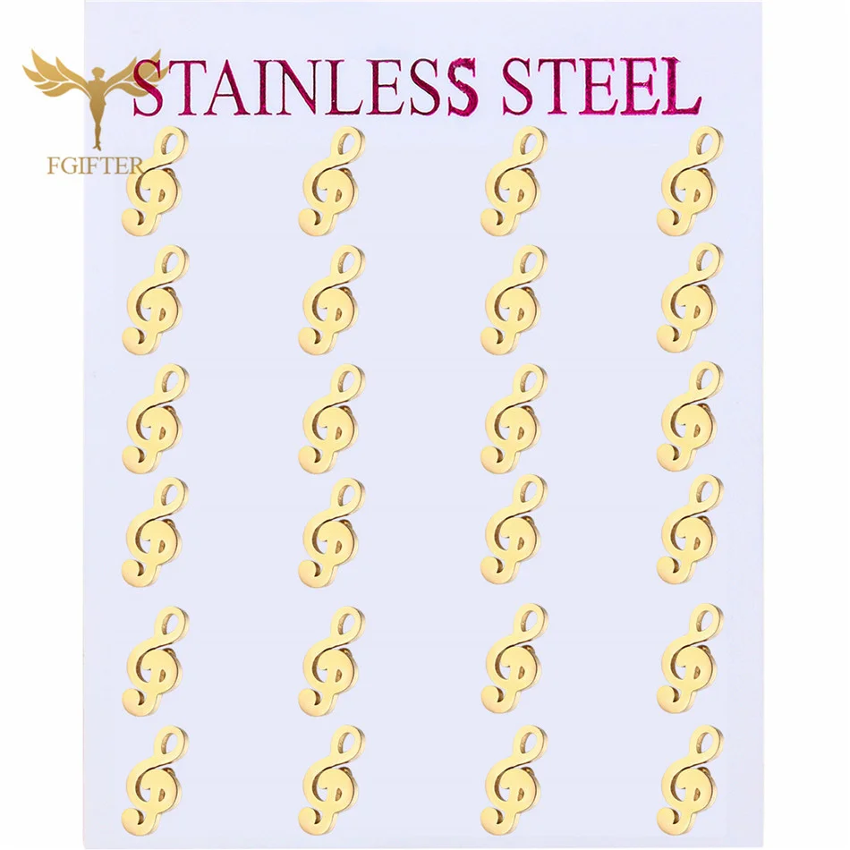 Set de 12 Pares de Aretes de Música para Mujer, Joyería de Moda con Diseño de Clave de Sol, Guitarra, Violonchelo y Notas Musicales, Regalo para Amantes de la Música