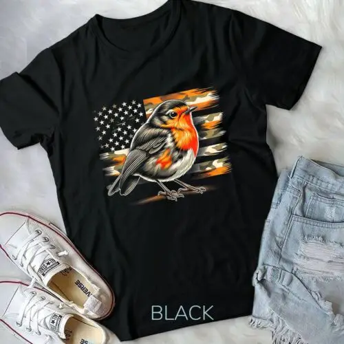 

American Robin Vector USA Flag T-Shirt Unisex T-shirt