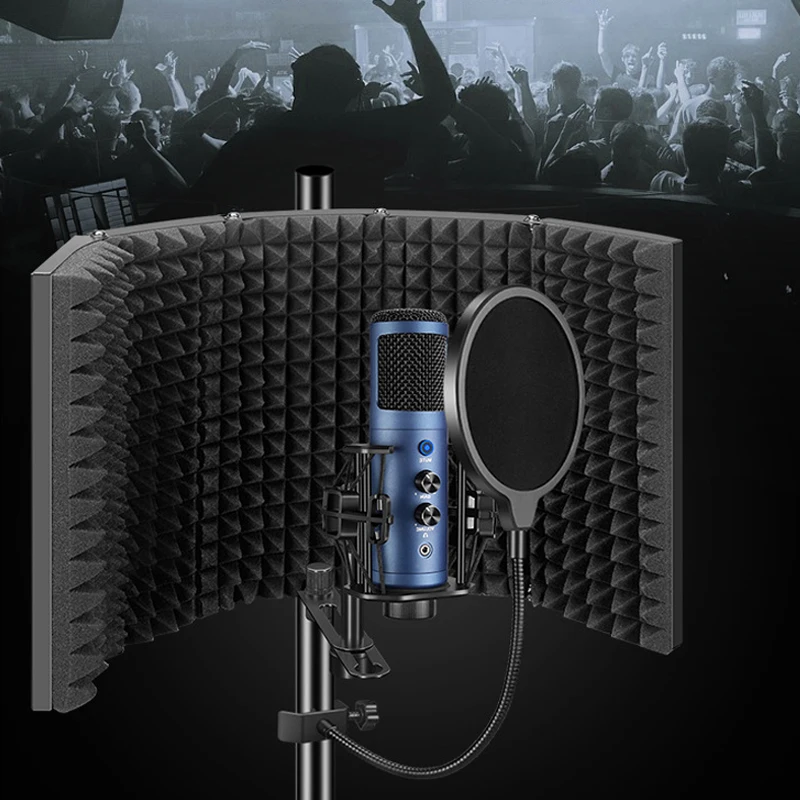 Picture 5: 3/5 door studio microphone foldable isolation shield, popular filter, high-density absorbent foam for filtering sound