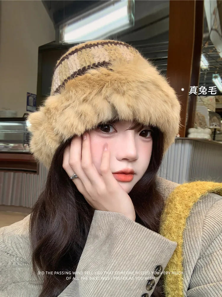 

Hot Sell Winter Knitted Natural Mink Fur and Hats Lady Fluffy Genuine 2024 Cap Women Luxurious Real Mink Fur Hat Thickeing R229