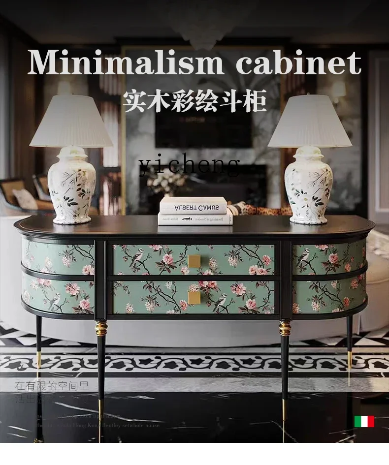 ZTqh French Vintage Style Chest of Drawers American Painted Wall Solid Wood Curio Cabinet