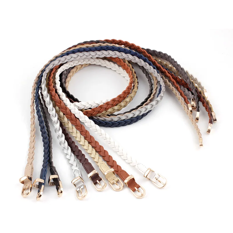 ZLY 2022 New Fashion Belt Women Slender Braided Cross Type PU Leather Material Alloy Metal Pin Buckle Jeans Luxury Style Casual